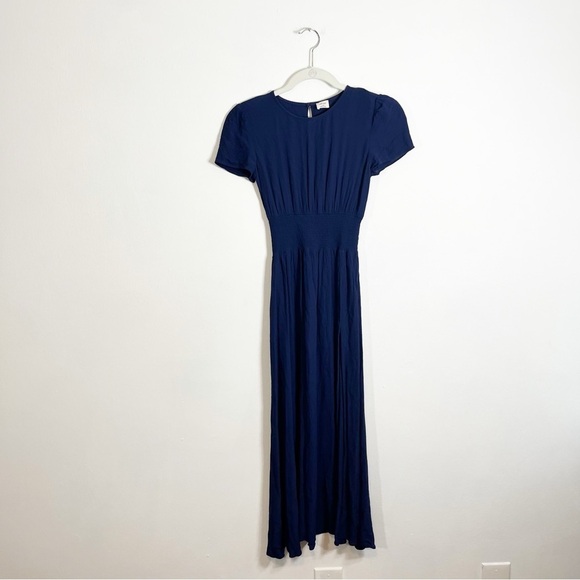 Aritzia Wilfred Maxime Dress Midi Navy Blue Side Slit Navy Blue XXS - Picture 2 of 6